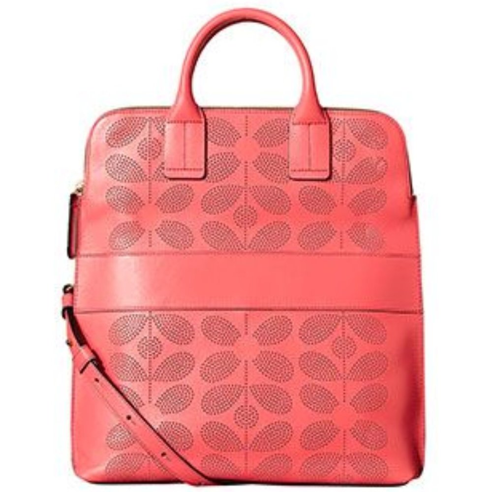 NWT - Pink Orla Kiely 60s Stem Punched Leather Bag